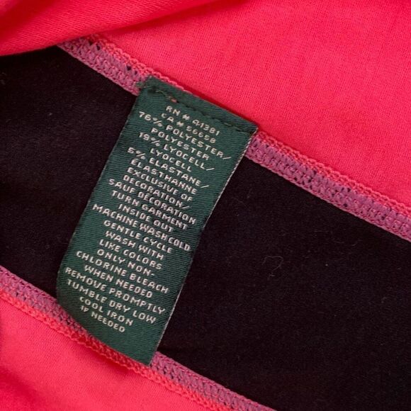 Lauren Ralph Lauren Neon Pink and Black Active Top Long Sleeve Stretch Medium - Picture 4 of 6